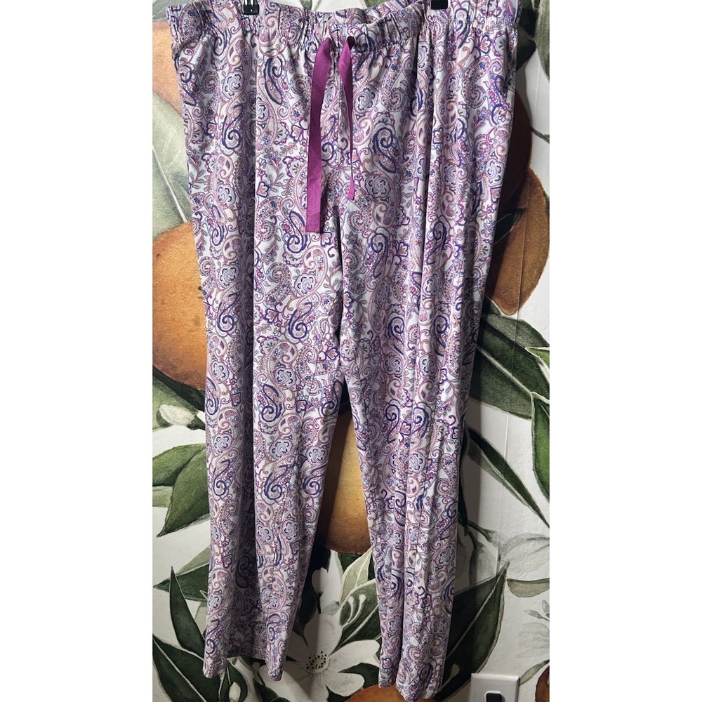 Lands End XL Tall Size 18 Pajama Pants Loungewear Paisley Print Cotton Blend